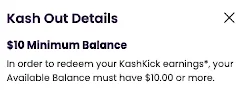 KashKick Review Minimum Payout